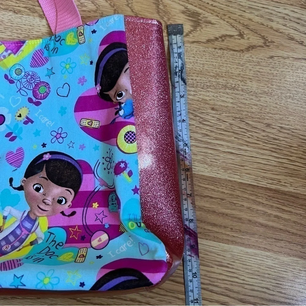 Doc McStuffins Stuffy Homemade Take The Ouchies Away Print Pink Glitter Tote